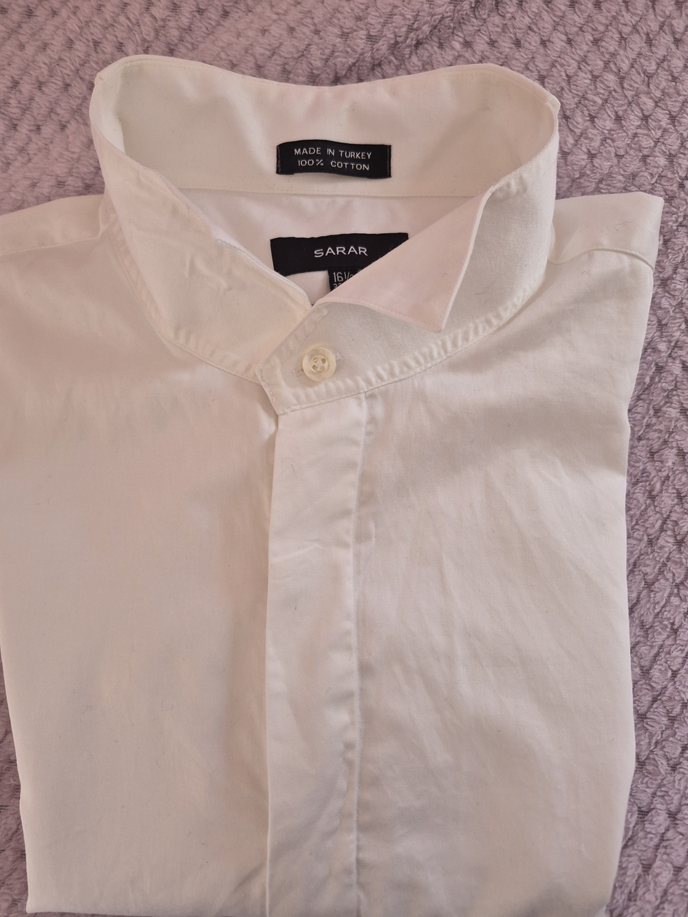SARAR Dress Shirt Men's 16.5 , 32/33 White Slim Fit Cotton Long Sleeve Turkey